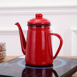 1pc Retro Thickened Enamel Tea Kettle 1.1L Enamel Coffee Kettle Oil Kettle Kettle Enamel Kettle Enamel Kettle Milk Tea Kettle