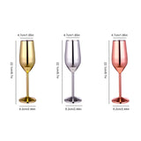 220ml Stainless Steel Champagne Unbreakable Wine Cup Gold Sier tail Glass Metal Flute Home Bar Party Supplies