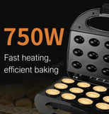 Electric Walnut Waffle Automatic 12 Holes Nuts Cake Maker Kitchen Breakfast Non-stick Cook Plates
