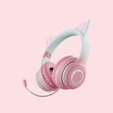 2022 LED Cat Ear Bluetooth 5.1 Wireless Headphones Young People Kids Headset Support 3.5mm Plug With Detachable Mic