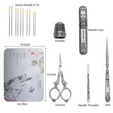 5PCS/Set Vintage Embroidery Scissor Sewing Thimble Needle Case Needlework Tools