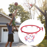 32cm Mounted Basketball Hoop Netting Metal Hanging Basket Basket-Ball Wall Rim with Screws Indoor Outdoor Sport