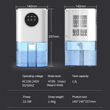 Compact Household Dehumidifier - 1.7L Large Capacity, Silent Moisture Remover for Bedroom & Office with Air Purification