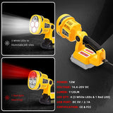 3W/12W Emergency LED Work Light Flashlights Electric Torch Outdoor Portable Lamp for 14.4V-20V Li-ion Battery