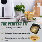 200PCS Air Fryer Paper Liners 20.32cm And 16.51cm, Square Non-Stick Parchment Paper,Oil Resistant,Disposable Food Grade Fre
