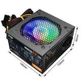 Aigo AK 700W PC PSU Unit Black Gaming Quiet 120mm RGB Fan 24pin 12V ATX Desktop Computer Power Supply for BTC