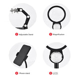 Welding Magnifying Glass with LED Light 7X Desktop Magnifier Auxiliary Clip Scale Base Third Hand Loupe for Soldering Repairing