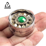 40mm 2 Layers Tobacco Grinder Gem Design Zinc Alloy Dry Herb Spice Herbal Crusher Portable Grinders for Smoking Accessories