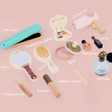 Baby Wooden Girls Make Up Set Toys Pretend Play Cosmetic Bag Beauty Hair Salon Toy Makeup Tools Kit For Christmas Gifts