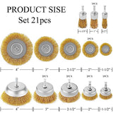 Wire Brush Drill Set 21 Pieces, Drill Bit 1/4In Hex Shank,Wire Brush For Drill Rust Removal, Wire Brush