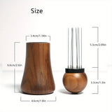 1pc Espresso Coffee Stirrer Needles 0.4mm Espresso Distribution Tools Natural Wood Handle And Stand