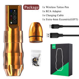 2023 New ArrivalGold Professiona Wireless Tattoo Machine Gun Pen Powerful Coreless Motor Digital LED Charge Battery For Body Art