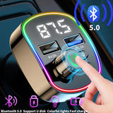 Bluetooth 5.0 Car MP3 Player Wireless Handsfree Car Kit EQ Key FM Transmitter Colorful Atmosphere Light 4.8A USB Fast Charger