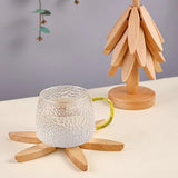 3/4PCS Tree Design Stand Wooden Decorative Anti Scald Heat Resistant Table Mat Coaster Wood Placemat Pot Tableware Decor