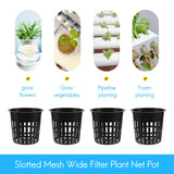 15 Pack 4 Inch Cups Slotted Mesh Wide Lip Filter Plant Net Pot Bucket Basket for Hydroponics