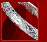 Silver Bracelet Full Of Flowers Solid Adjustment