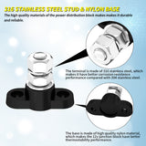 Automotive Power Distribution Block Single 3/8" M10 Stud Terminal Battery Junction Post Bus Bar 250A 12V Max 48V DC