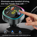 7-color Atmosphere Light Car Mp3 Player Stereo Handsfree Bluetooth 5.0 FM Transmitter PD QC3.0 Dual USB Charger
