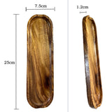 2X Teak Rectangular Wooden Plate Small Leaf Acacia Fruit Plate Snack Plate Wooden Tray Sushi Plate Spoon Shelf