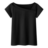 One-shoulder Cold-shoulder Top Half Sleeve Women