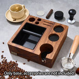TREELF 3 IN 1 Knock Box and Tamping Station 51/54MM Espresso Anti-pressure Pad Stand Walnut Wooden Coffee Tool