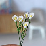 10Pcs 1/12 Miniature Accessories Mini Clay Calla Lily Simulation Flower Model For Dollhouse Decoration