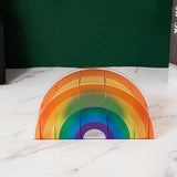 Acrylic Rainbow Pen Holder Desk Organizer Pen Holder 5 Compartments Desk Pen School Home Office Stationery Cosmetics Storage Box