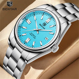 2024 BENYAR New Mechanical Wristwatches 10Bar Waterproof Automatic Stainless Steel Sports Diving Watch for Men