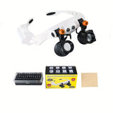 Foldable LED headwear magnifying glass and 21 level magnifying glass with battery for reading