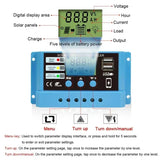 10A 20A 30A Lithium iron lifepo4 Battery Charger Regulators Stabilizers 12V 24V Auto Dual USB PWM Solar Charge Controller