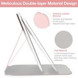 PU Leather Vanity Mirror 3 Colors Light Modes Travel Makeup Mirror  360°Rotation Lighted Cosmetic Mirror with Adjustable Stand