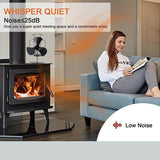 Wood Stove Fan Small Designed Fireplace Fans 4 Blades Heat Powered Fireplace Fans For Wood/Log Burner/Fireplace Black TP2001-3
