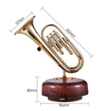 Classical Wind Up Musicbox Twirling Music Box Rotating Base French Horn Trumpet Saxophone