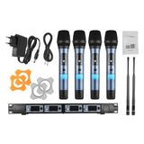 4Pcs Set Professional Karaoke 4 Channel Uhf Wireless Handheld Headset Lavalier Clip On Microphone System Set Mic for Pc
