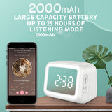 Wireless Bluetooth 5.0 Speaker Portable FM Radio Alarm Clock with Mirror Night Light LED Dispaly Support USB TF Card