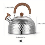 1pc Large Capacity Stovetop Coffee Kettle - Non-Magnetic Stainless Steel Whistle Kettle with 2L/3L/4L Capacity for Induction Cooking