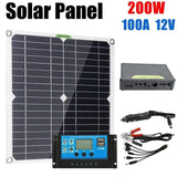 12V Charger 200W Solar Panel Kit with 100A Controller Caravan Boat Solars Power System Battery for Home Outdoor Camping Parts