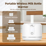 BEBEBAO Baby Bottle Warmer - Portable Wireless, Milk Heater with 4 Levels Temperature Adjustable, 4pcs Adapters for Outdoor