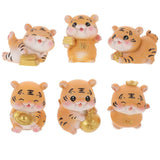 6Pcs Exquisite Tiger Ornaments Naughty Tiger Portable Resin Car Ornaments