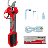 (Red) Electric Pruning Shears Cordless Fruit Tree Branch Cutter Tool Lithium Battery