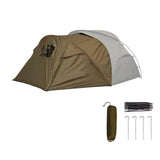 (khaki) Extended Front Watertight Camping Tent for Backpacking Mountaineering with Sun Protections and Breathable Meshes Designs  khaki