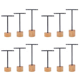 3Pcs T Bar Earring Display Stand with Wooden Base Jewelry Holders Hanging Jewelry Organizer for Phot