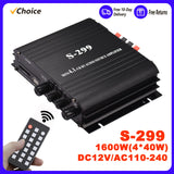S-299 Mini 4.1 Stereo Power BT Portable Car and Home Dual-use 4*40W Remote Control Audio Amplifier