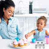 5 large stainless steel nozzles for decorating pastry utensils such as cupcakes and cookies