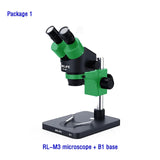 Trinocular Stereo Binocular 7-45X Continuous Zoom Microscope Magnifier for Phone PCB Electronic Repair Device RL-M3