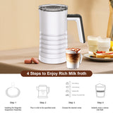 Electric Frother - Automatic Milk Warmer and Foamer for Cold/Hot Latte, Cappuccino, Chocolate. Kitchen Tool with US/EU Plug.