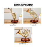 Classical Wind Up Musicbox Twirling Music Box Rotating Base French Horn Trumpet Saxophone