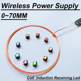 0~70mm USB 5V Wireless Power supply Transmitter Coil Charging Module 10pcs Led receiver lamp lighting Light Bandai am Model
