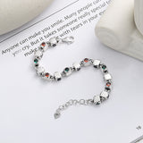 S925 Sterling Silver European And American-style Hip Hop Rainbow Candy-colored Small Square Stitching Bracelet