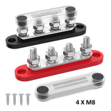 DaierTek Bus Bar 12V Power Distribution with Cover 5 x 1/4" Studs Terminal Block Max 150A 48VDC Positive Negative for Auto